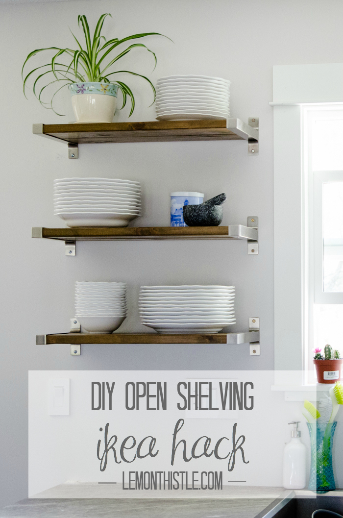 diy open shelving for our kitchen! - lemon thistle