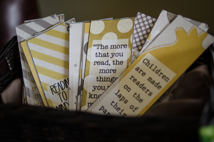 DIY Vintage Story Book Baby Shower- Book Mark Favours- I love the sayings on these! So sweet. 