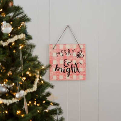 DIY Buffalo Check Plywood Holiday Sign