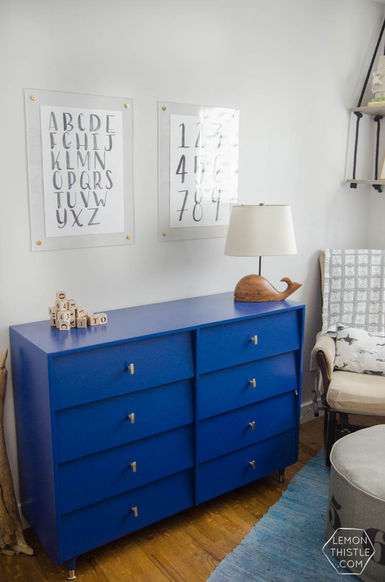 blue nursery dresser