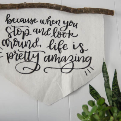 DIY Rustic Canvas Banner- love this! and the hand lettered quote is great too