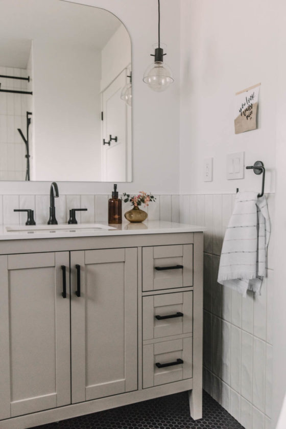 Cozy Modern Black and White Bathroom Remodel - Lemon Thistle