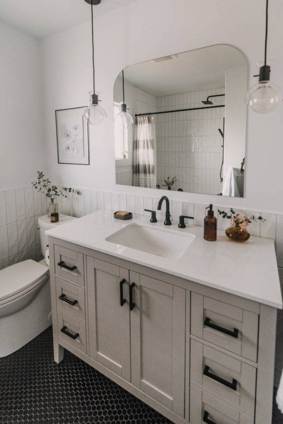 Cozy Modern Black and White Bathroom Remodel - Lemon Thistle