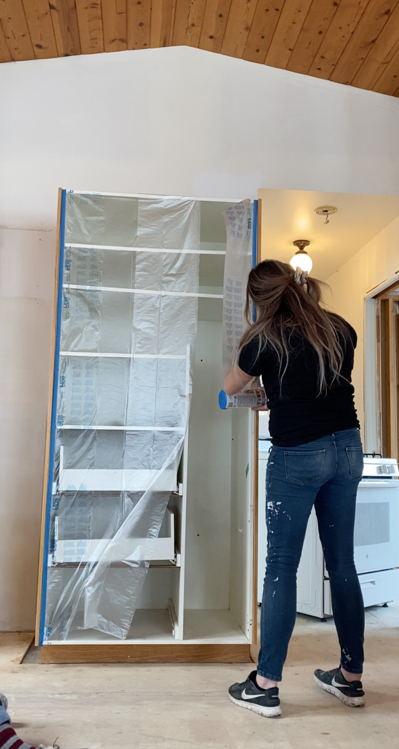 Masking to paint kitchen cabinets