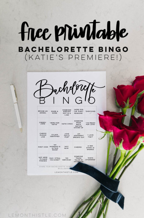 Free Printable Bachelorette Bingo! (Katie's Season) Lemon Thistle